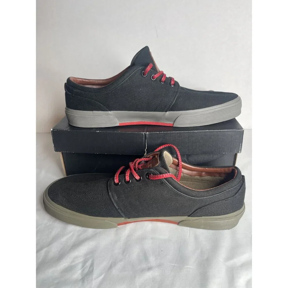 Polo Ralph Lauren‎ Men's 11.5D Faxon Low Sneaker Black/Red Lace Up Comfort Shoes
